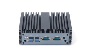 Vista dall'alto di un Mini PC senza ventola che mostra un raffreddamento compatto e un design leggero